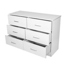 Jace 6-Drawer Chest Dresser Lowboy Storage Cabinet - White
