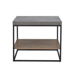 Jackson Open Shelf Nightstand End Side Lamp Table - Black Metal Legs - Cement Grey