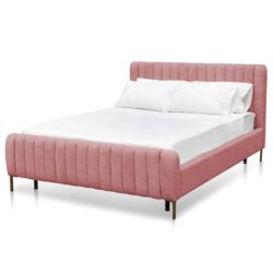 Korey King Bed Frame - Blush Peach Velvet by Interior Secrets - AfterPay Available