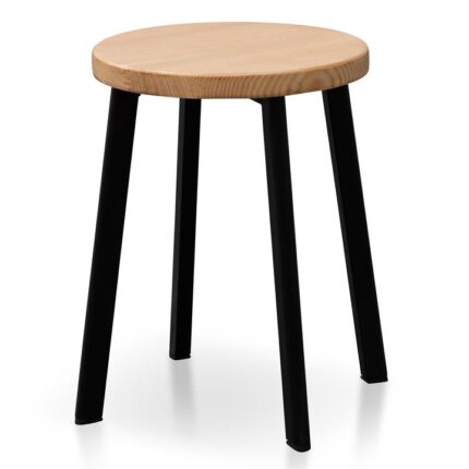 Krista 46cm Natural Wooden Seat Low Stool - Black Legs by Interior Secrets - AfterPay Available