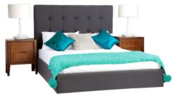 Leeds custom upholstered bed with choice of standard base