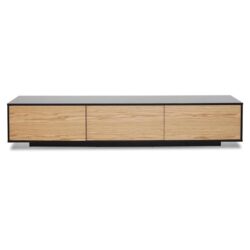 Letty 2.3m Wooden Entertainment Unit - Black with Natural Drawers by Interior Secrets - AfterPay Available