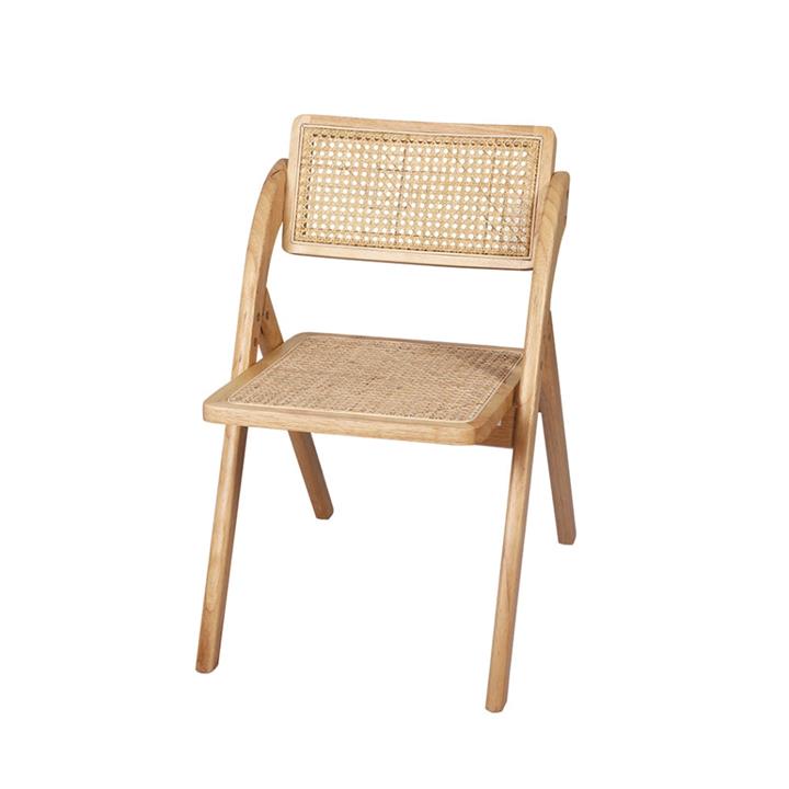 Levede Foldable Single Deck Chair Solid Wood Rubberwood Rattan Lounge Seat