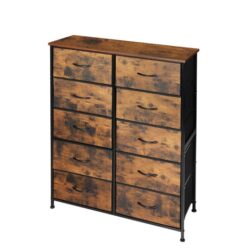 Levede Storage Cabinet Tower Chest of Drawers Dresser Tallboy Drawer Retro Brown