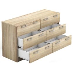 Lorenzo Chest of 6-Drawer Lowboy Sideboard Storage Cabinet - Light Sonoma Oak
