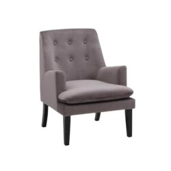 Masha Velvet Fabric Accent Lounge Arm Chair - Grey
