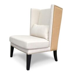 Mercer Lounge Fabric Wingback Chair - Classic Cream - Last One by Interior Secrets - AfterPay Available