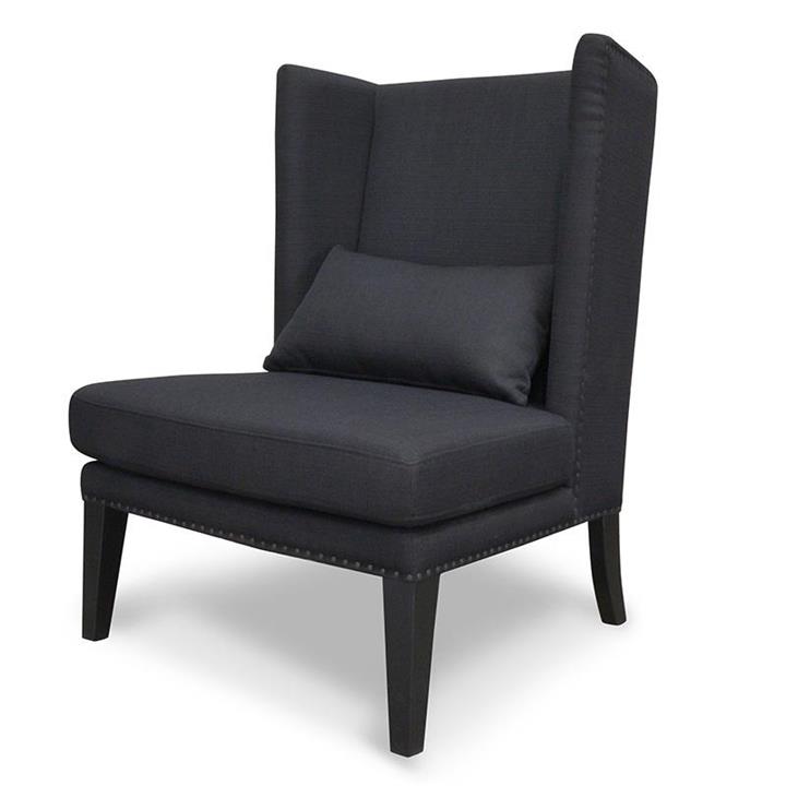 Mercer Lounge Fabric Wingback Chair in Black by Interior Secrets - AfterPay Available