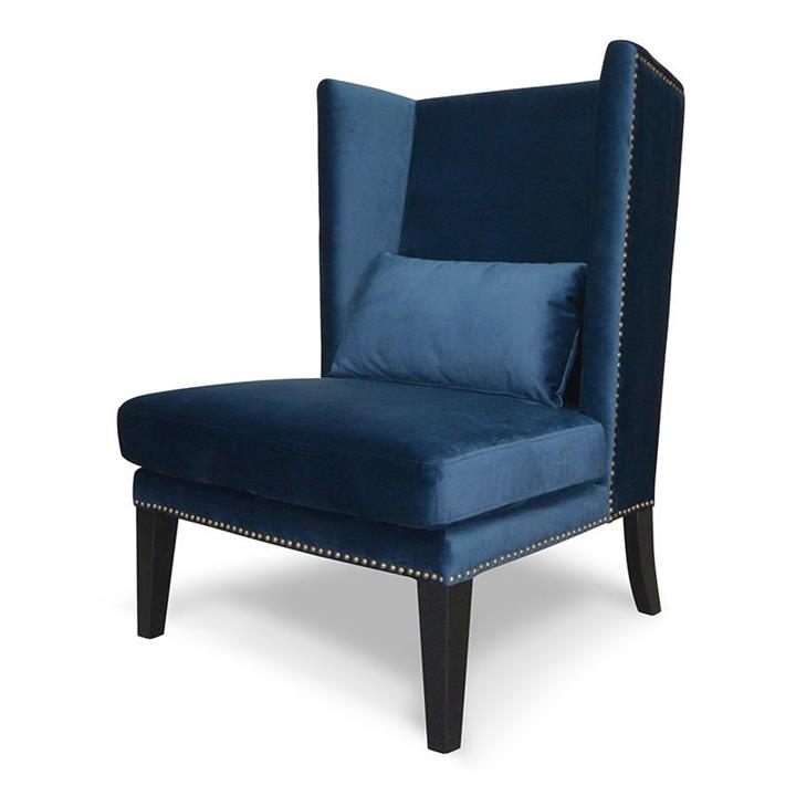 Mercer Wingback Lounge Chair - Navy Blue Velvet by Interior Secrets - AfterPay Available