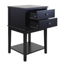 Merci 2-Drawer Bedside Nightstand End Lamp Side Table - Black