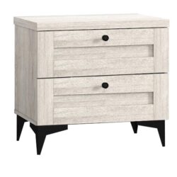 Miyake Wooden Bedside Nightstand Side Table W/ 2-Drawer - Urband Snow