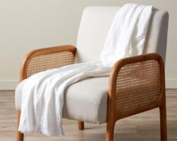 Molly Fringed Cotton Throw Blanket - Ivory
