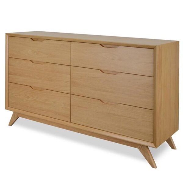 Nora 6 Drawer Wide Chest Wood Dressing - Natural by Interior Secrets - AfterPay Available