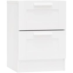 Orion 2-Drawer Bedside Nightstand Side Table - Ivory White