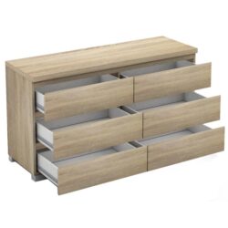 Porto Chest of 6-Drawer Lowboy Sideboard Storage Cabinet - Light Sonoma Oak