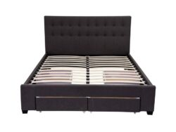 Queen Maria Fabric Bed Frame Base with Storage Drawer-Charcoal