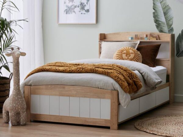 Rio Hardwood Toddler Single Bed Frame with Storage | Shop Online or Instore | B2C Furniture