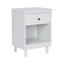 Ronnie Open Shelf Bedside Nightstand Side Table W/ 1-Drawers - White