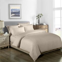 Royal Comfort 1000TC 3 Piece Striped Blended Bamboo Quilt Cover Set - King - Sand