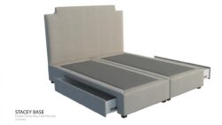 Scallop custom upholstered bed with choice of storage base