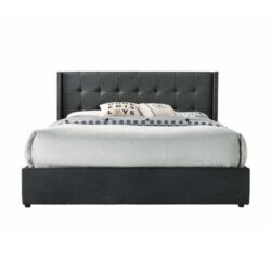 Sigurd Winged Headboard Gas Lift Storage Bed Frame - Double - Charcoal