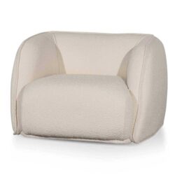 Troy Fabric Armchair - Ivory White Boucle by Interior Secrets - AfterPay Available