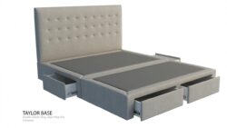 Tuck custom upholstered bed head with choice of storage base