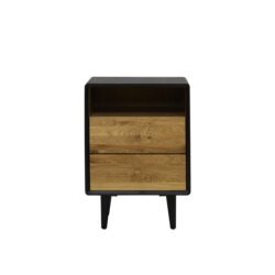 Twin 2-Drawer Wooden Bedside Table Nightstand - Black / Natural
