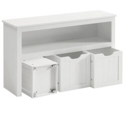 Vasagle Storage Bench with Shelf and 3 Drawers Ottoman White