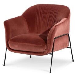 Wiley Blood Orange Velvet Armchair - Black Legs by Interior Secrets - AfterPay Available