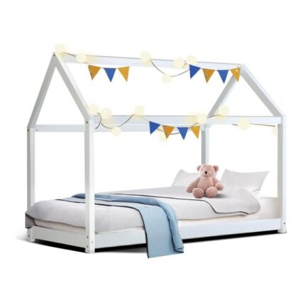 Zoe Kids Single Pine Timber Bed Frame - White by Interior Secrets - AfterPay Available