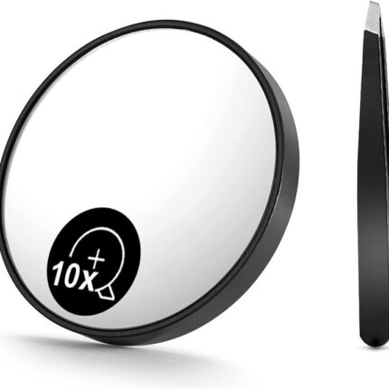 10X Magnifying Mirror and Eyebrow Tweezers Kit for Travel