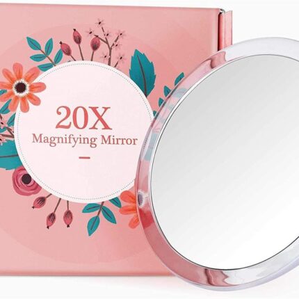 20X Magnifying Hand Mirror Two Sided Use for Makeup Application, Tweezing, and Blackhead/Blemish Removal (12.5 cm)