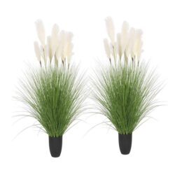 2X 110cm Artificial Indoor Potted Reed Bulrush Grass Tree Fake Plant Simulation Decorative