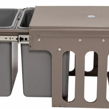 2x 15L Pull Out Trash Bin Dual Kitchen Garbage Waste Basket Cabinet Bin