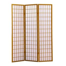 3 Panel Free Standing Foldable Room Divider Privacy Screen Wood Frame