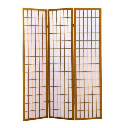 3 Panel Free Standing Foldable Room Divider Privacy Screen Wood Frame