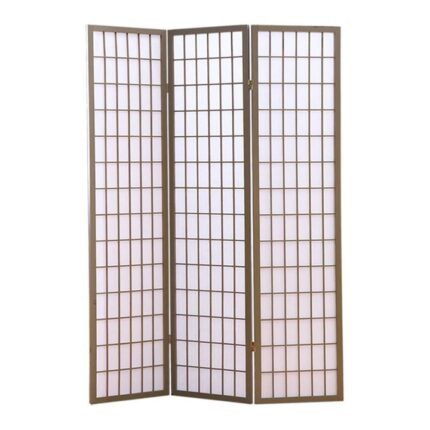 3 Panel Room Divider Screen Door Stand Privacy Fringe Wood Fold Grey