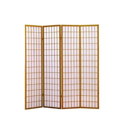 4 Panel Free Standing Foldable Room Divider Privacy Screen Wood Frame