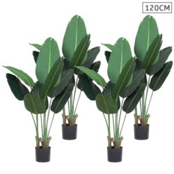 4X 120cm Artificial Green Indoor Traveler Banana Fake Decoration Tree Flower Pot Plant