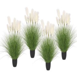 4X 137cm Green Artificial Indoor Potted Bulrush Grass Tree Fake Plant Simulation Decorative