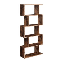 5-Tier Bookshelf Display Shelf and Room Divider Rustic Brown