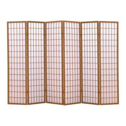 6 Panel Free Standing Foldable Room Divider Privacy Screen Wood Frame