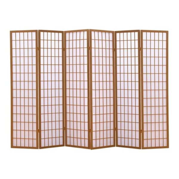 6 Panel Free Standing Foldable Room Divider Privacy Screen Wood Frame