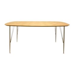 6IXTY2 Scandinavian Wooden Dining Table Large 220cm - Metal Legs - Oak