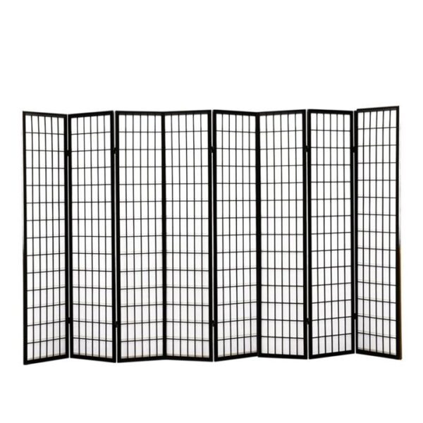8 Panel Free Standing Foldable Room Divider Privacy Screen Black Frame