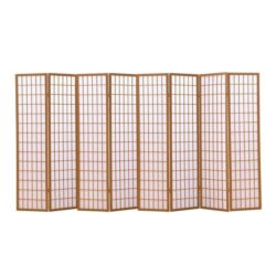 8 Panel Free Standing Foldable Room Divider Privacy Screen Wood Frame