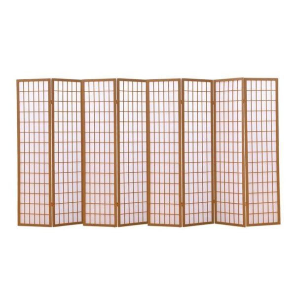 8 Panel Free Standing Foldable Room Divider Privacy Screen Wood Frame