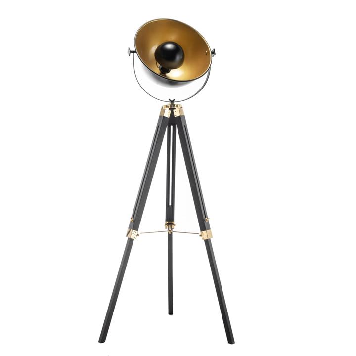 Aizen Tripod Spotlight Height Adjustable Floor Lamp Bowl Shade - Black/Gold