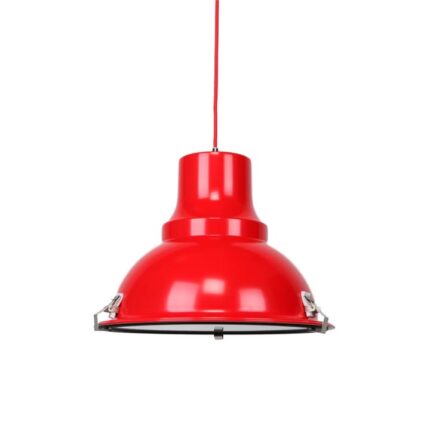 Aldous Industrial Classic Cord Drop Dome Pendant Light Lamp - Flame Red